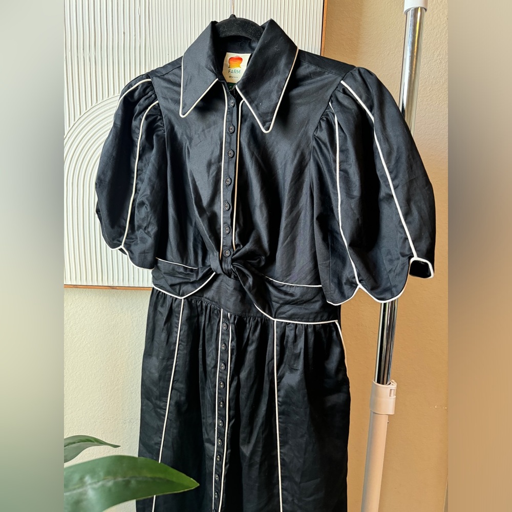 FARM Rio Black Dress with White Contrast Detail - Picture 8 of 12